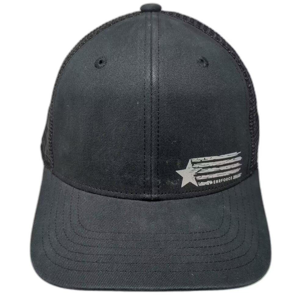 BK Caps Trucker Hat Black Gray OS ENRFORCE Graphic Mesh Snapback Adjustable